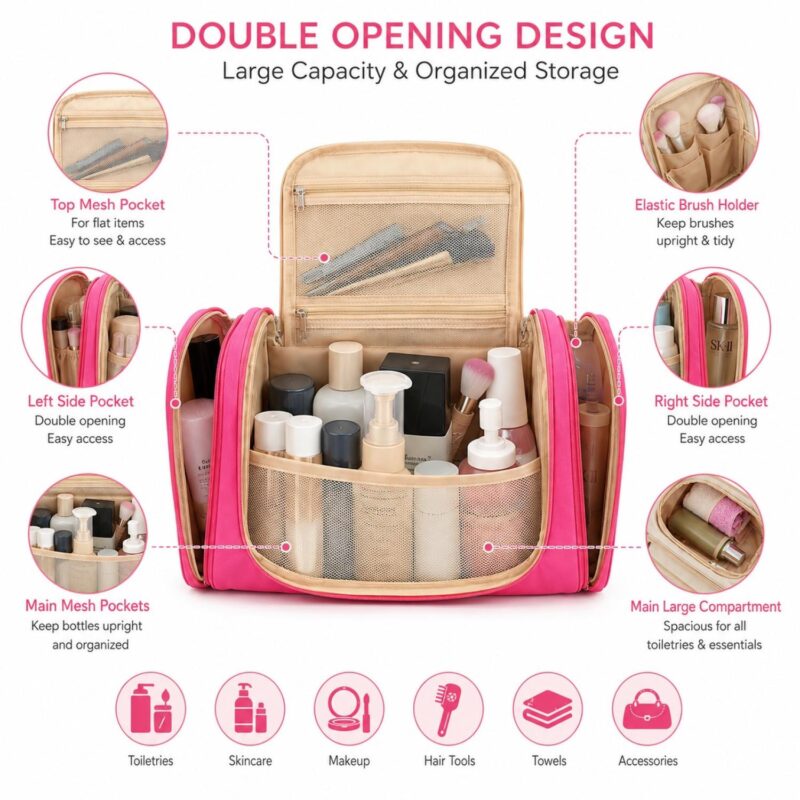 Custom Double Opening Travel Toiletry Bag - 3