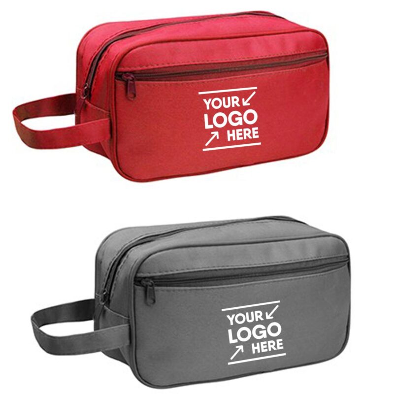 Custom Double Zipper Toiletry Bag w/Carrying Handle - 3