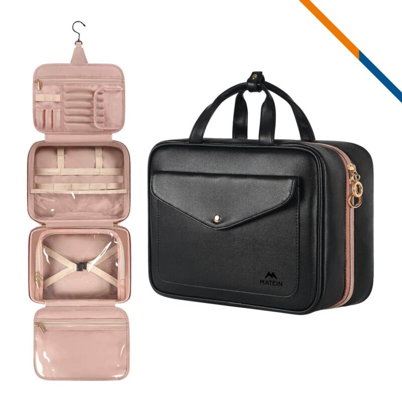 Custom DryStow Foldable Hanging PU Leather Toiletry Bag - 1