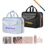 Custom DryStow Foldable Hanging PU Leather Toiletry Bag