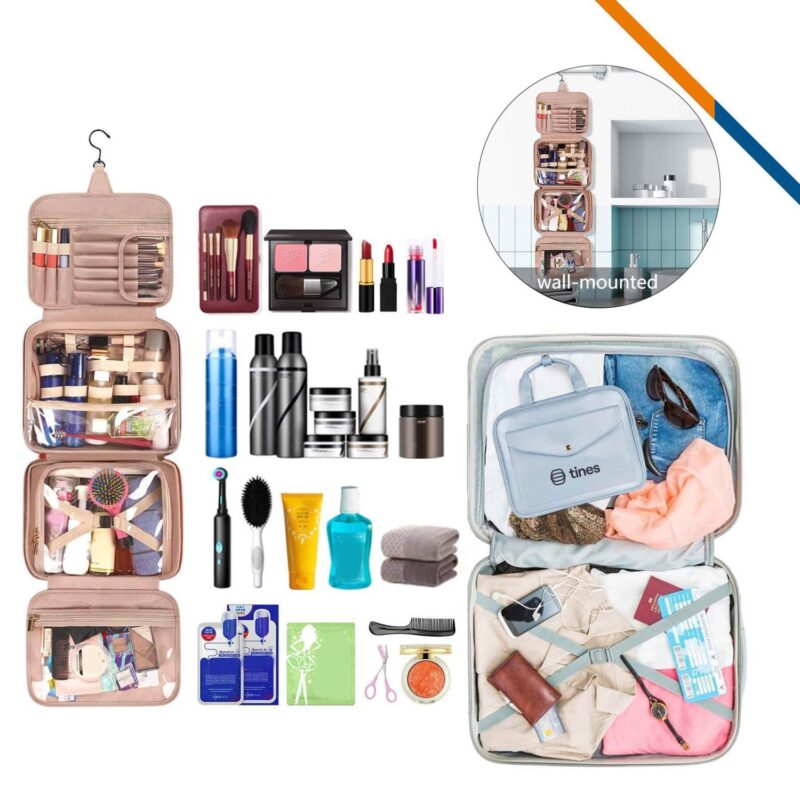 Custom DryStow Foldable Hanging PU Leather Toiletry Bag - 2