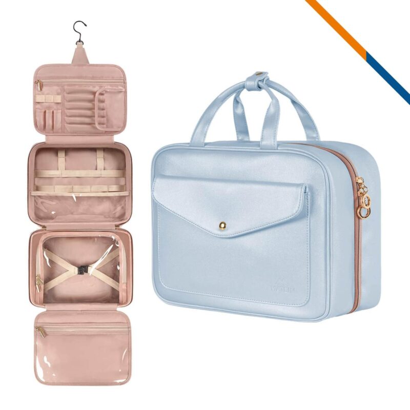 Custom DryStow Foldable Hanging PU Leather Toiletry Bag - 4