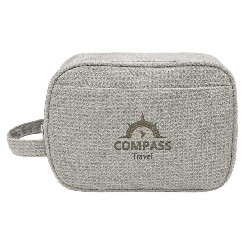 Custom Finley Rpet Waffle Knit Toiletry Bag - 2