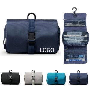 Custom Foldable Toiletry Bag With Buckle And Hook