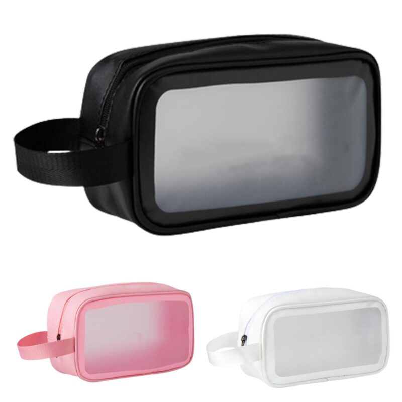 Custom Frosted Clear Toiletry Bag W/ Wrist Strap - 1