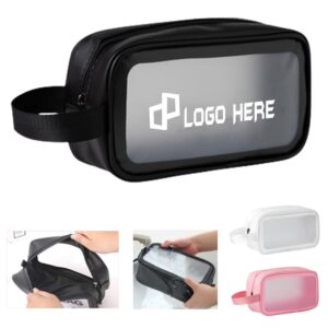 Custom Frosted Clear Toiletry Bag W/ Wrist Strap