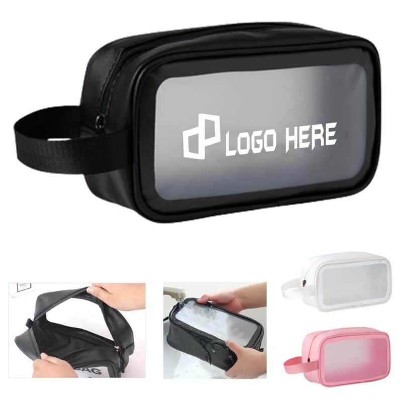 Custom Frosted Clear Toiletry Bag W/ Wrist Strap