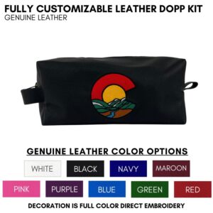Custom Fully Customizable Leather Dopp Kit Your Logo Embroidered