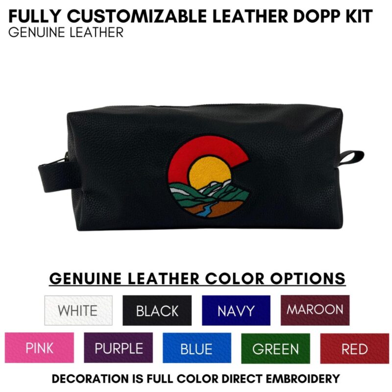 Custom Fully Customizable Leather Dopp Kit Your Logo Embroidered