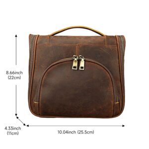 Custom Genuine Leather Hanging Travel Toiletry Bag for Men Women - 1