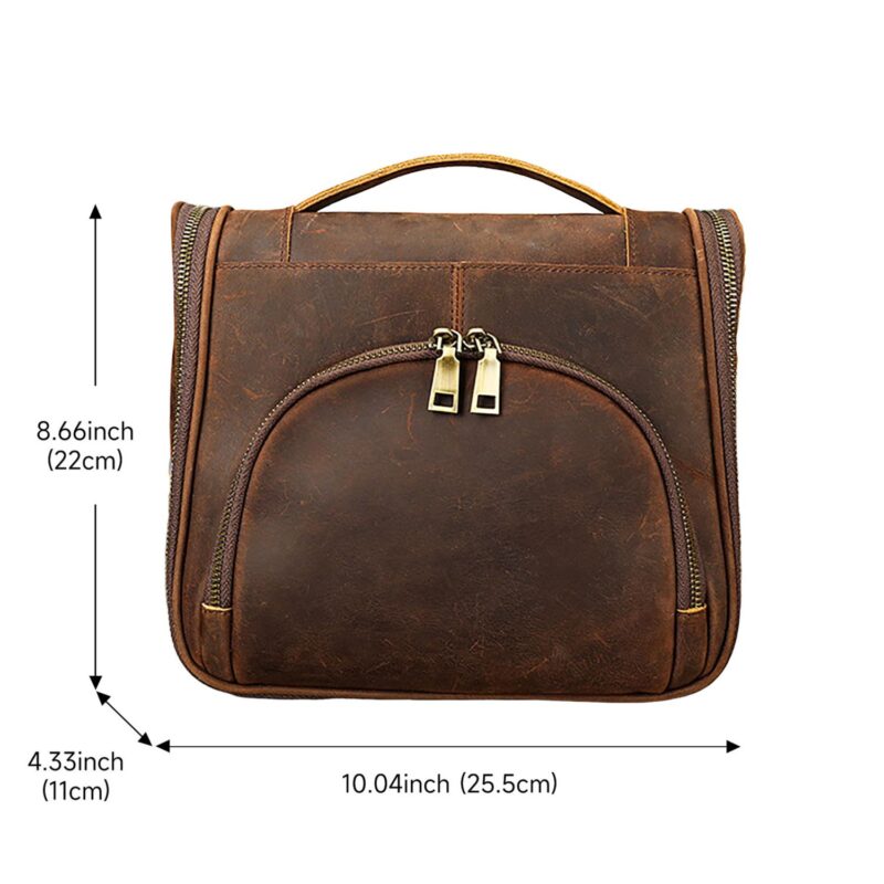 Genuine-Leather-Hanging-Travel-Toiletry-Bag-for-Men-Women-ASSS169-1 Custom Genuine Leather Hanging Travel Toiletry Bag for Men Women - 1