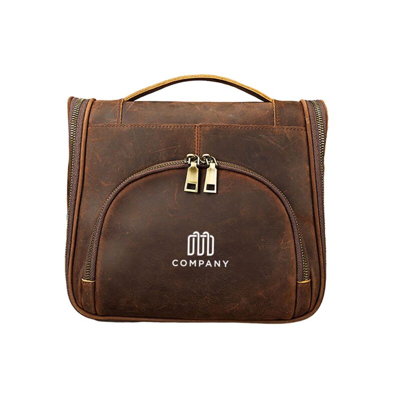Custom Genuine Leather Hanging Travel Toiletry Bag for Men Women - 2
