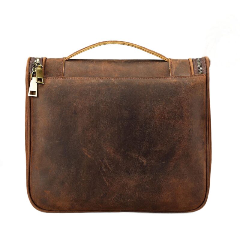 Custom Genuine Leather Hanging Travel Toiletry Bag for Men Women - 5