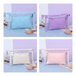 Custom Glazed PU Embossed Toiletry Bag Cosmetic Set of 2 Pcs