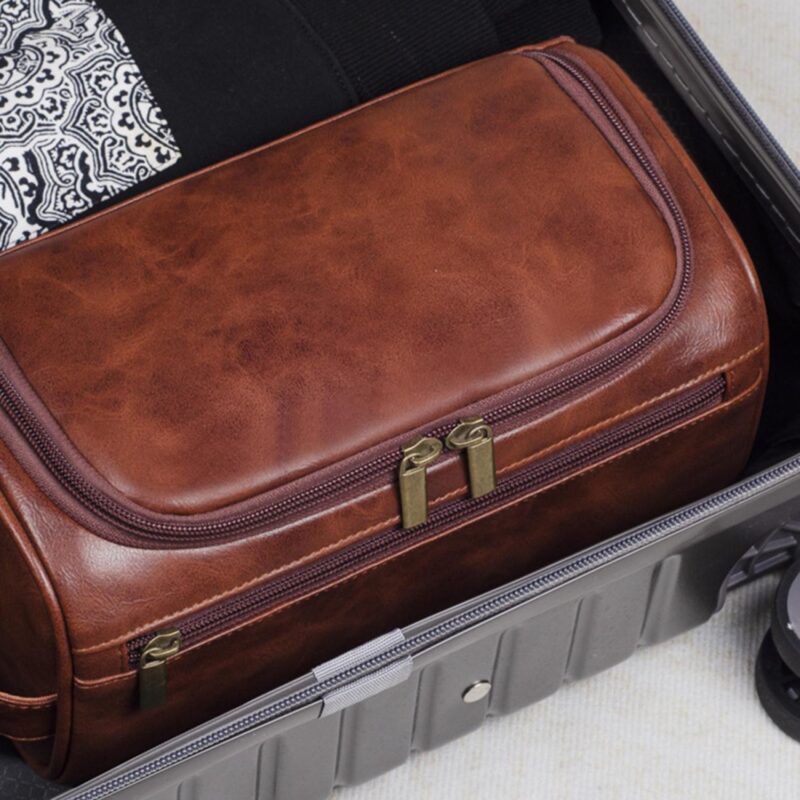 Custom Handcrafted PU Leather Travel Toiletry Bag - 6