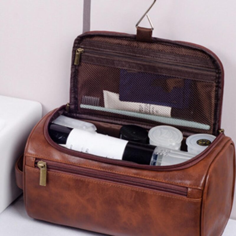 Custom Handcrafted PU Leather Travel Toiletry Bag - 7