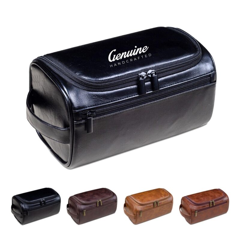 Custom Handcrafted PU Leather Travel Toiletry Bag