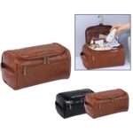 Custom Hanging PU Leather Toiletry Bag Cosmetic Bag - 1