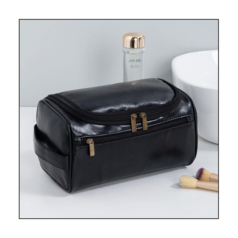 Custom Hanging PU Leather Toiletry Bag Cosmetic Bag - 3