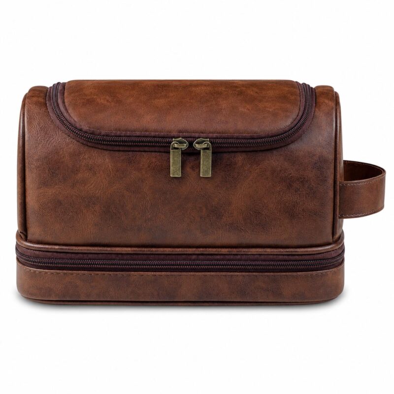 Custom Hanging PU Toiletry Bag With Zippered Base - 1