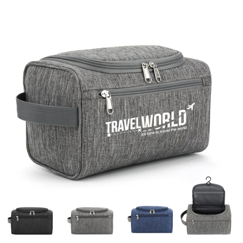 Custom Hanging Toiletry Bag with Front Zip Pocket