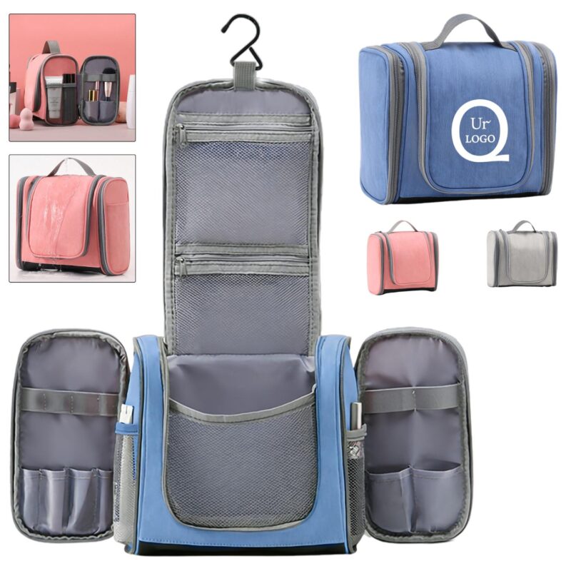 Custom Hanging Travel Toiletry Bag W/ Multiple Pockets