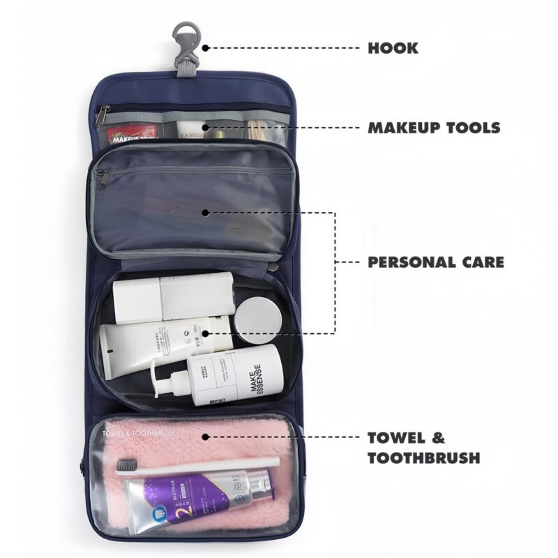 Custom Hanging Travel Toiletry Bag with Wet-Dry Separation - 2