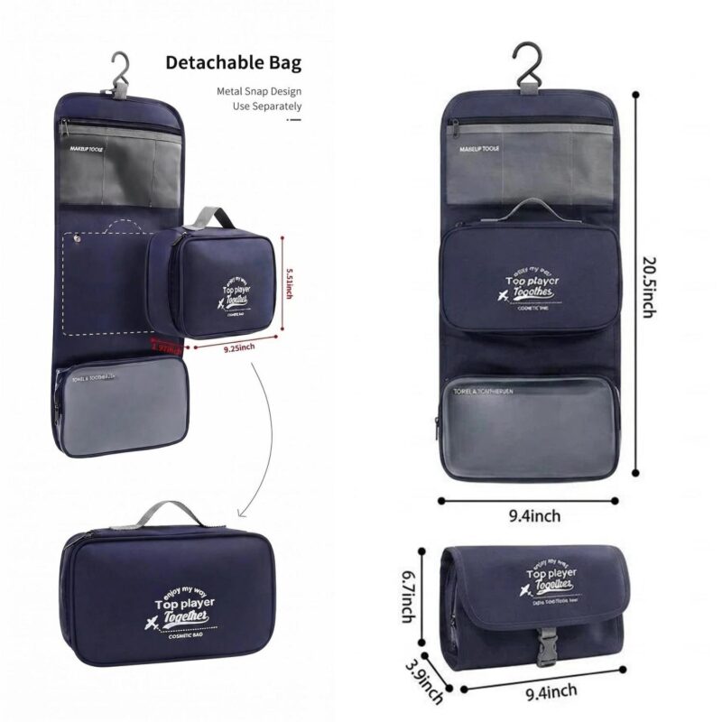 Custom Hanging Travel Toiletry Bag with Wet-Dry Separation - 3