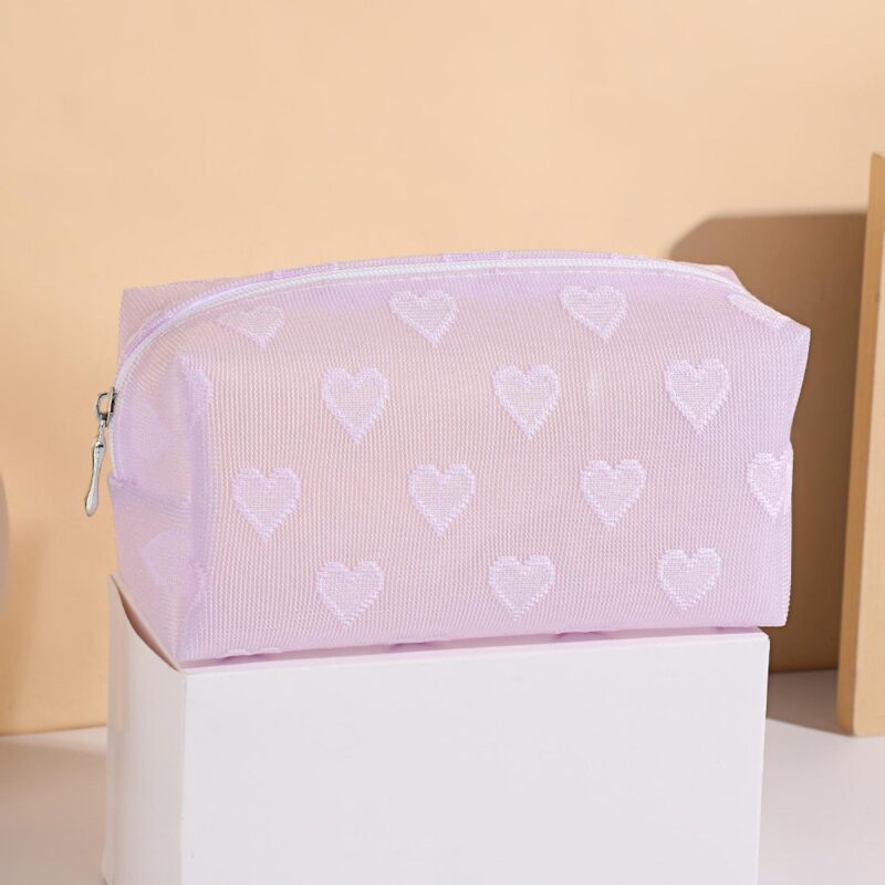 Custom Heart Pattern Medium Cosmetic Bag Toiletry Bag - 3