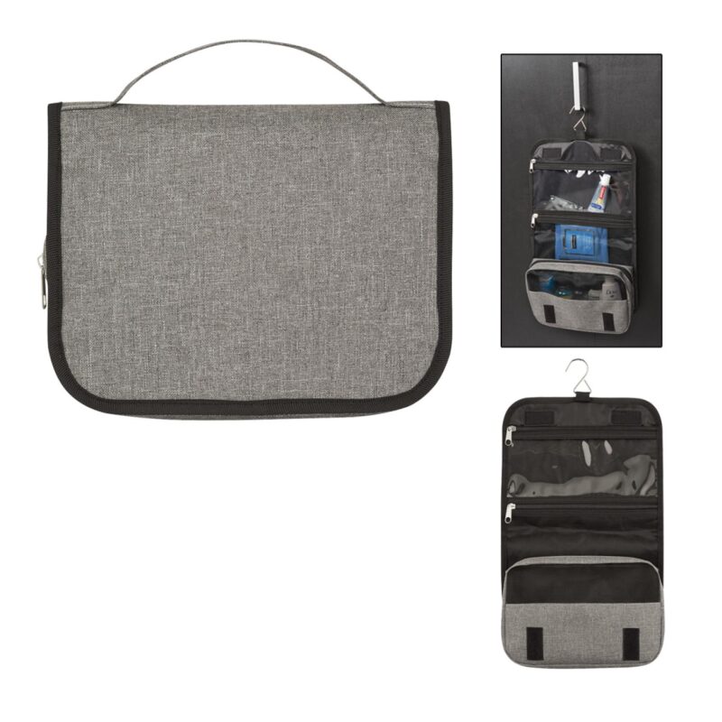 Custom Heathered Hanging Toiletry Bag - 1