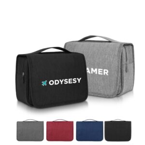 Custom Heathered Polyester Hanging Travel Toiletry Kit