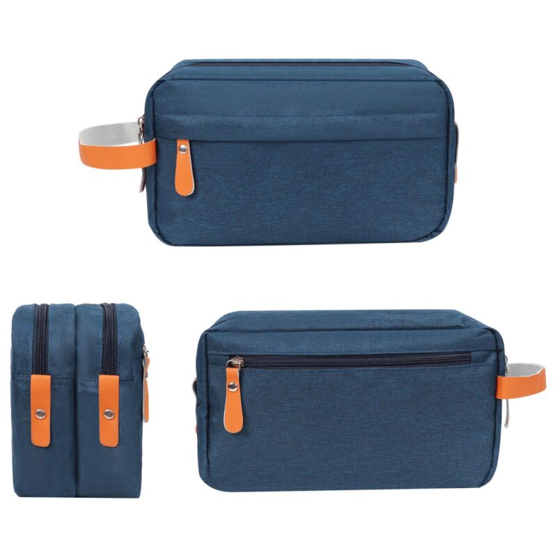 Custom Heathered Travel Toiletry Bag W/PU Handle - 1