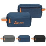 Custom Heathered Travel Toiletry Bag W/PU Handle