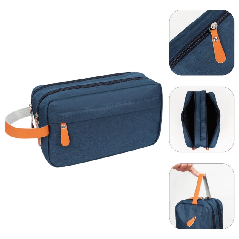 Custom Heathered Travel Toiletry Bag W/PU Handle - 2