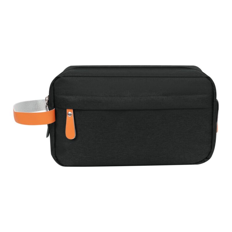 Custom Heathered Travel Toiletry Bag W/PU Handle - 6