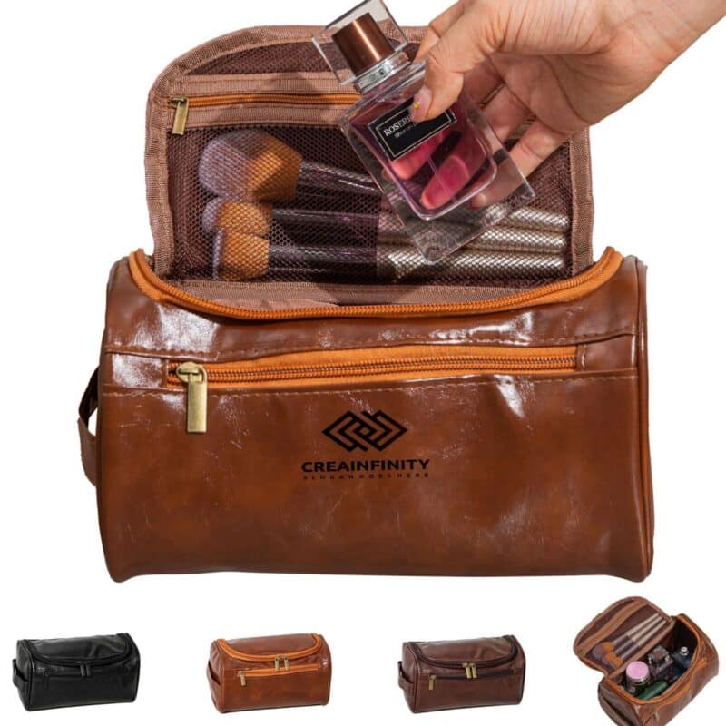 Custom Large Capacity Durable Travel PU Leather Toiletry Bag