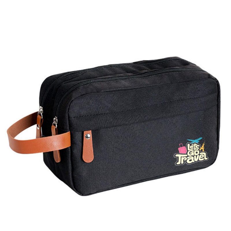 Custom Large Capacity Fabric Travel Toiletry Bag with Zipper Closure - 2