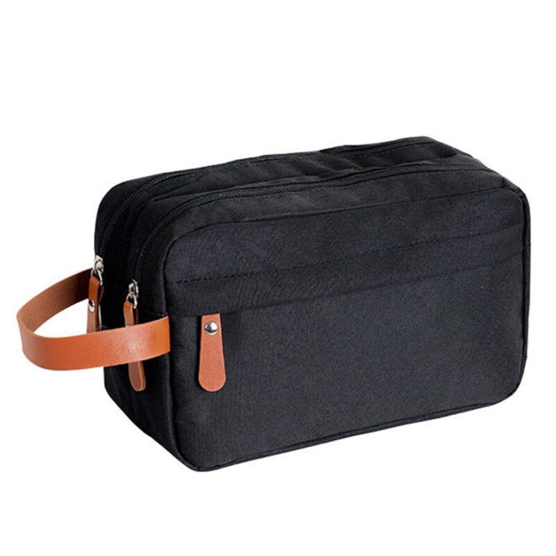 Custom Large Capacity Fabric Travel Toiletry Bag with Zipper Closure - 3