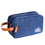 Custom Large Capacity Fabric Travel Toiletry Bag with Zipper Closure - 4