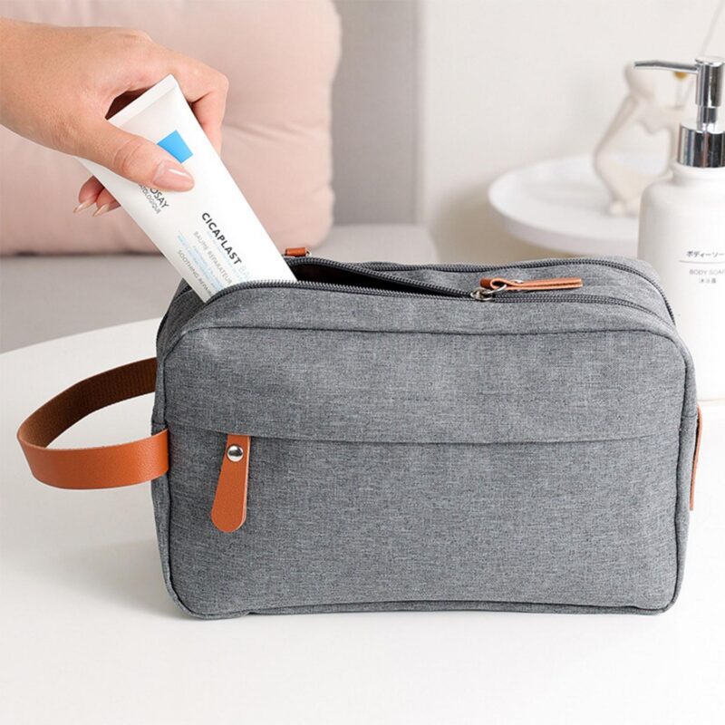 Custom Large Capacity Fabric Travel Toiletry Bag with Zipper Closure - 8