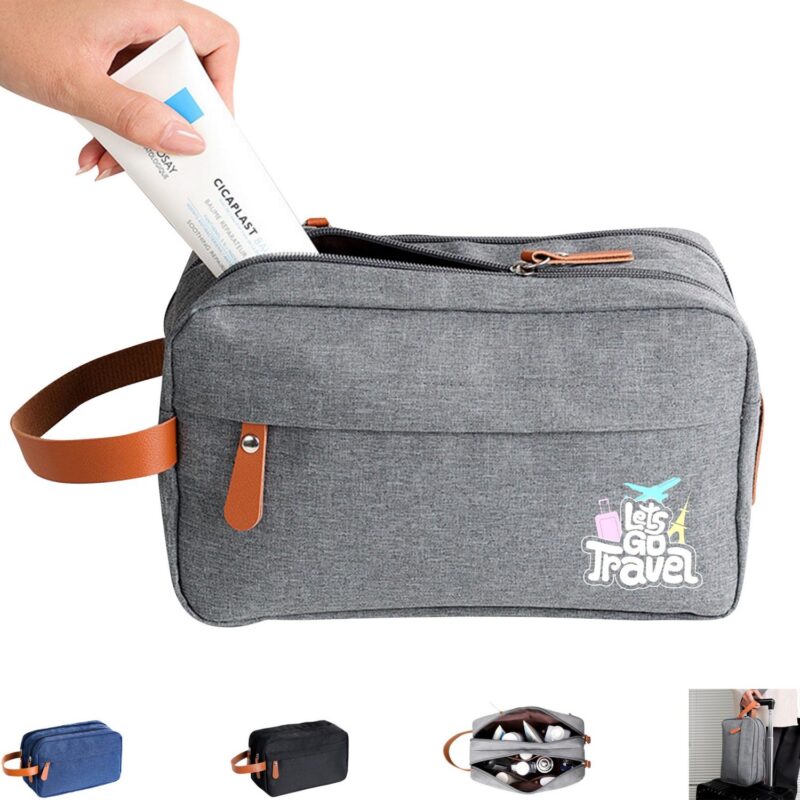 Custom Large Capacity Fabric Travel Toiletry Bag with Zipper Closure