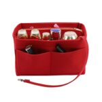 Custom Large Capacity Felt Makeup Bag Custom Logo Women Cosmetic Bag Multi Compartment Travel Toiletry Bag - 3