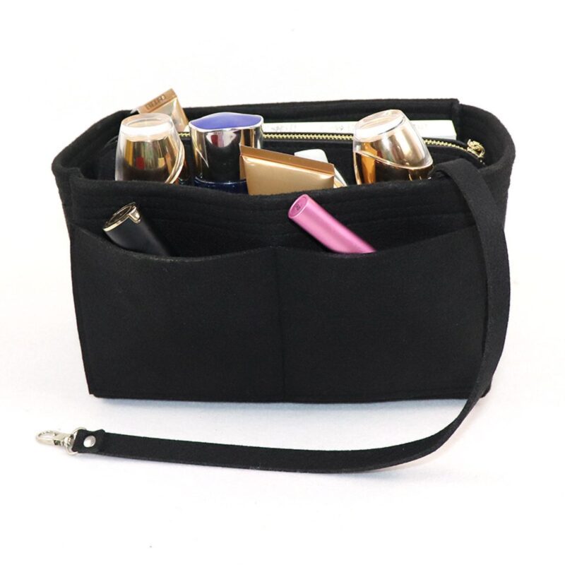 Custom Large Capacity Felt Makeup Bag Custom Logo Women Cosmetic Bag Multi Compartment Travel Toiletry Bag - 4