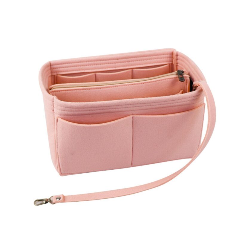 Custom Large Capacity Felt Makeup Bag Custom Logo Women Cosmetic Bag Multi Compartment Travel Toiletry Bag - 6