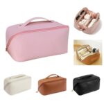 Custom Large Capacity Pu Leather Partitioned Toiletry Bag - 1