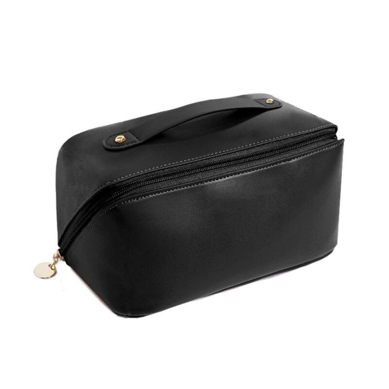 Custom Large Capacity Pu Leather Partitioned Toiletry Bag - 4