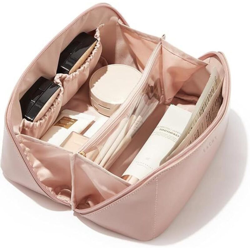 Custom Large Capacity Pu Leather Partitioned Toiletry Bag - 7