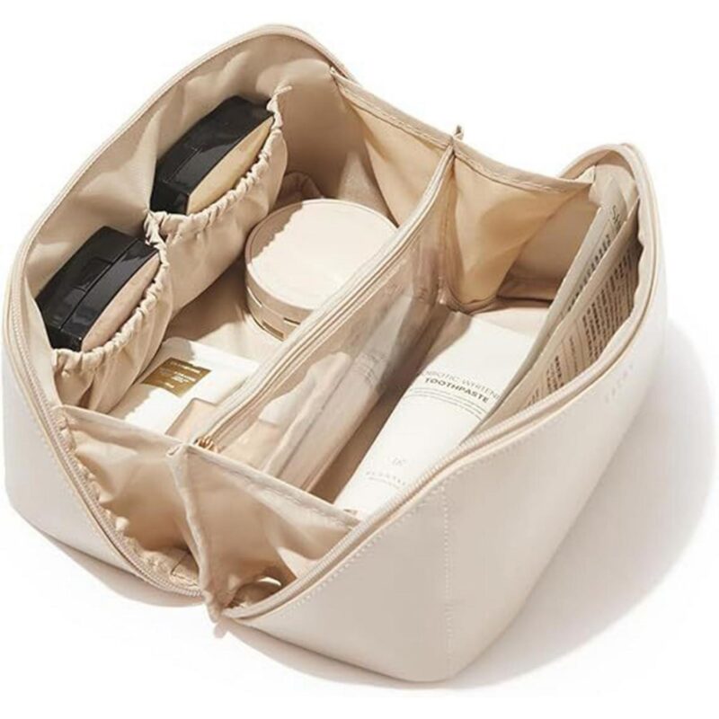 Custom Large Capacity Pu Leather Partitioned Toiletry Bag - 9