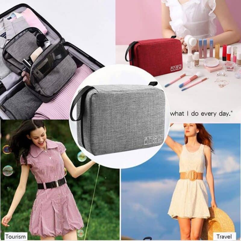 Custom Large Capacity Travel Toiletry Bag with Hanging Hook - 5