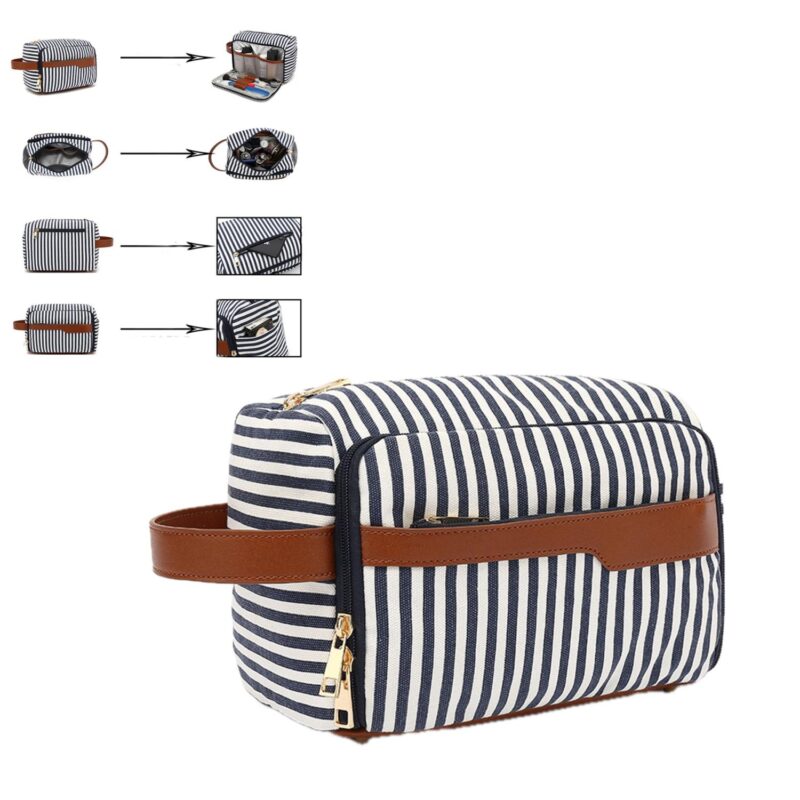 Custom Leather Accent Dopp Kit for Travel - 1